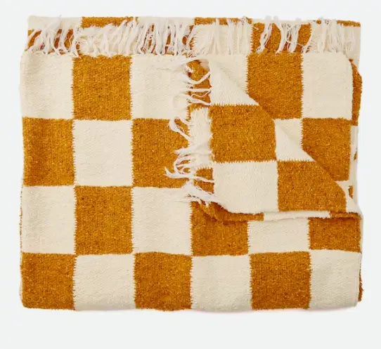 * Gold & Cream - Heavyweight Checker Throw