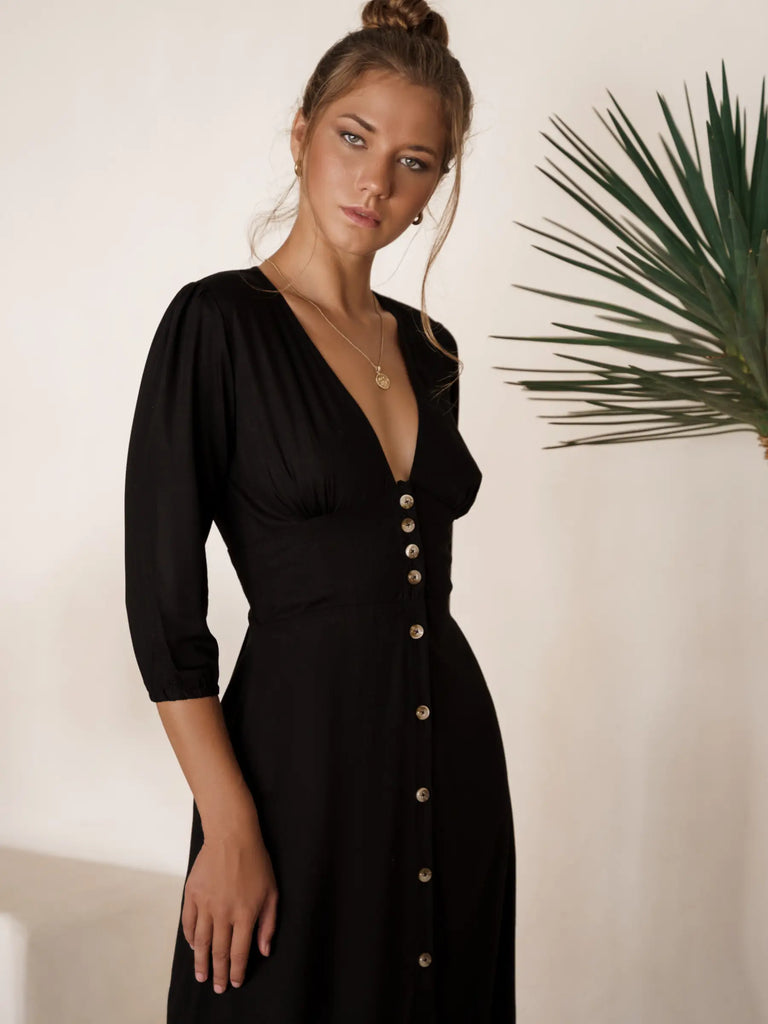 Whisper Light Midi Dress - Black