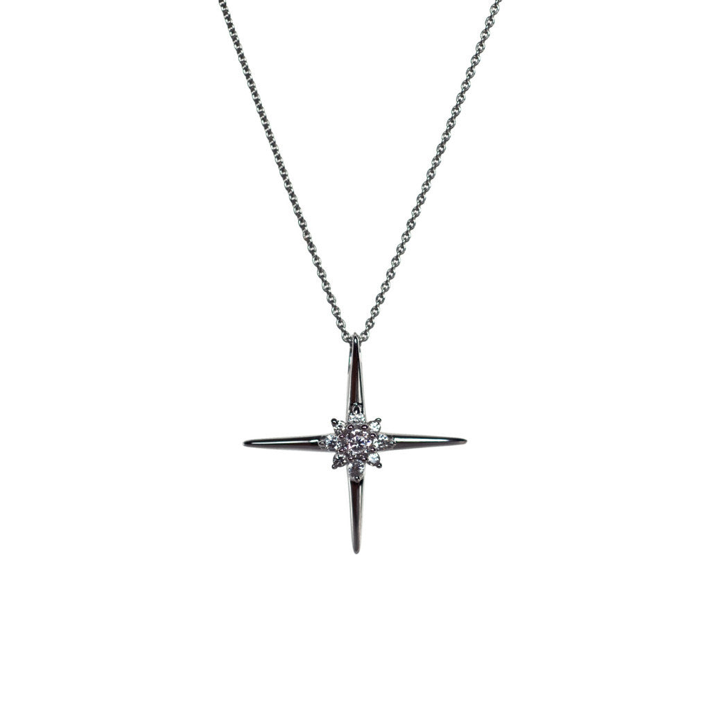 4 POINT STAR NECKLACE - SILVER + CZ - ALDIA 
 - 1