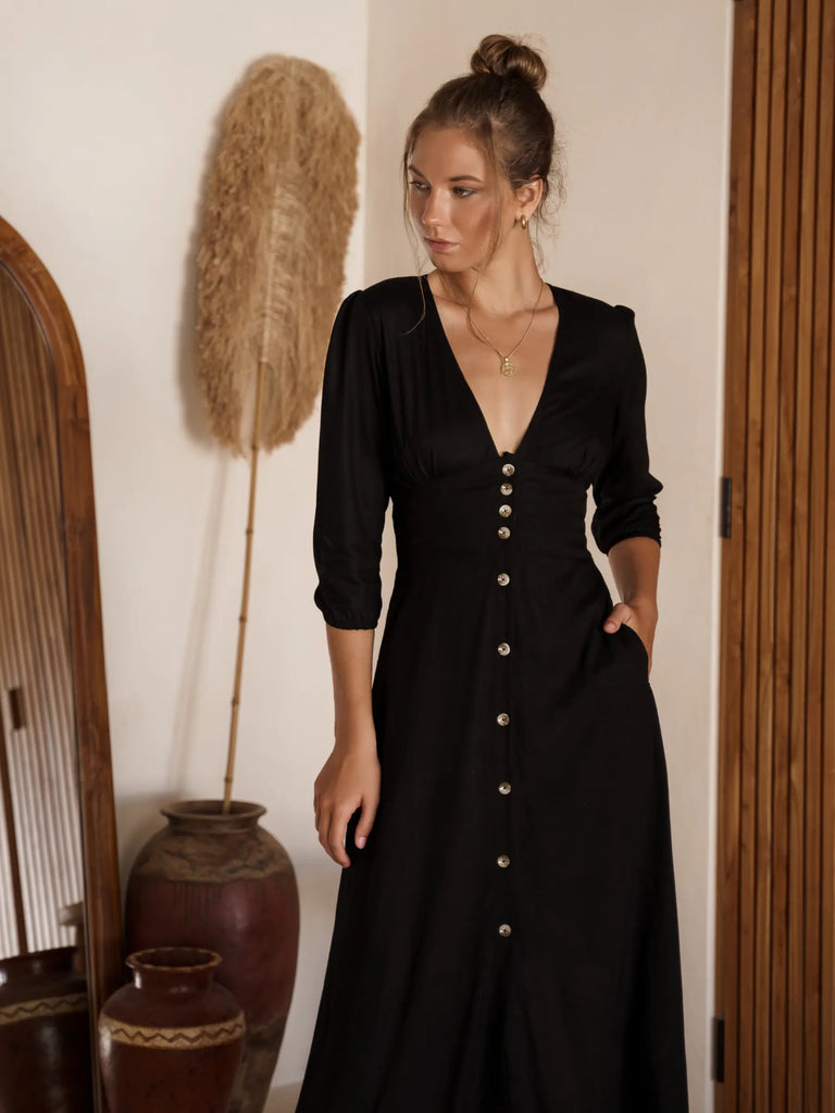 Whisper Light Midi Dress - Black