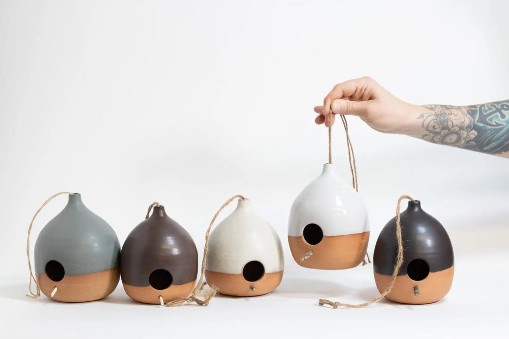 Minimalist Modern Ceramic Bird House | Handmade Pottery