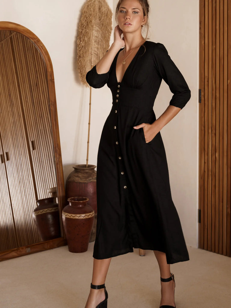 Whisper Light Midi Dress - Black