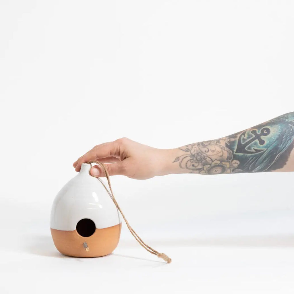 Minimalist Modern Ceramic Bird House | Handmade Pottery